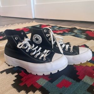 Unisex Black Lugged Platform high top Chuck Taylor